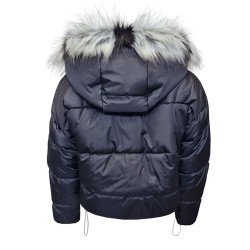 Дамско късо пухено яке с качулка, City Angels Jeans, Черно, 6847